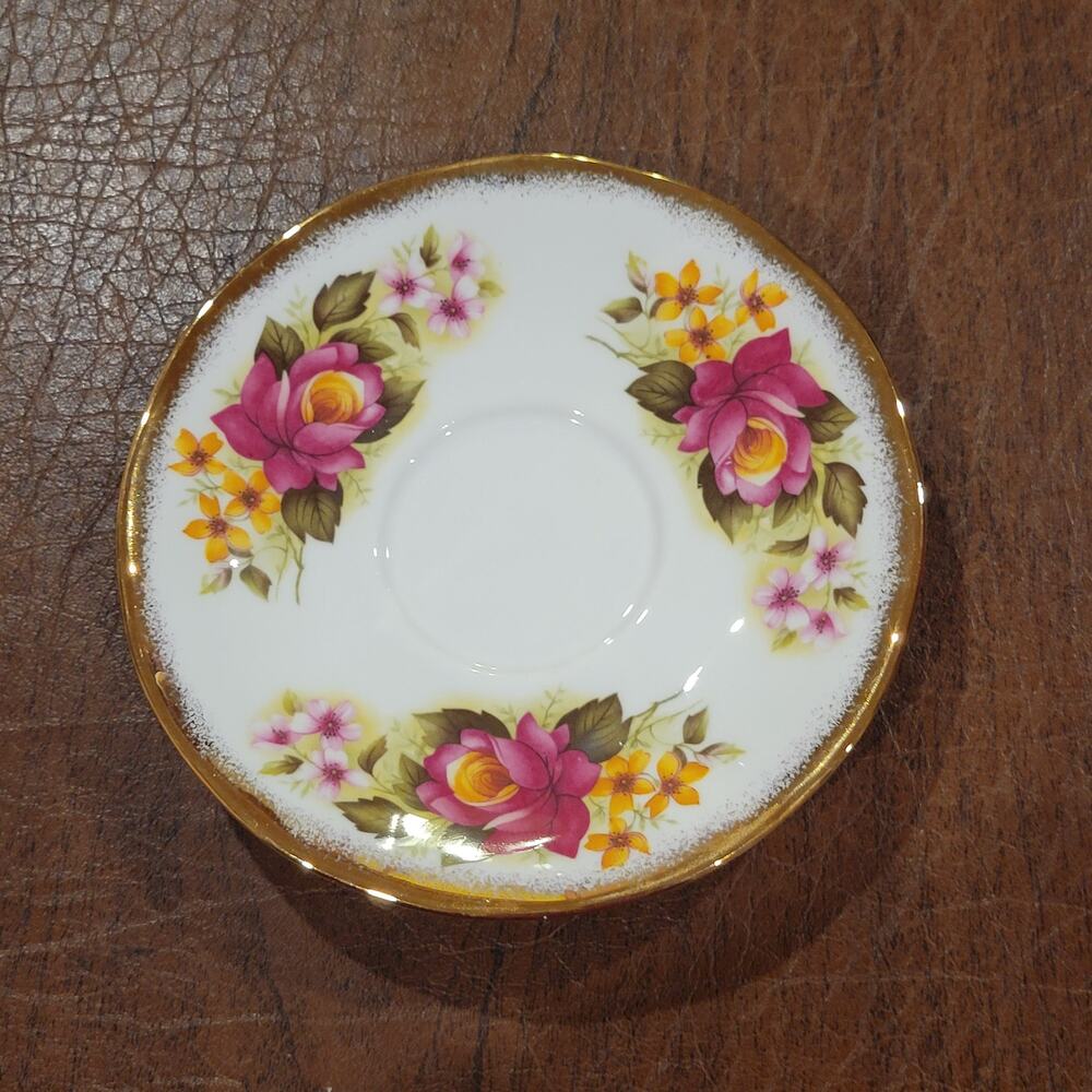 Vintage Jacobean Elizabethan Staffordshire Fine Bone China Saucer England